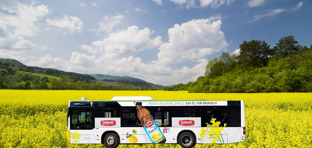 Bus labeled and illustrated with Brändle