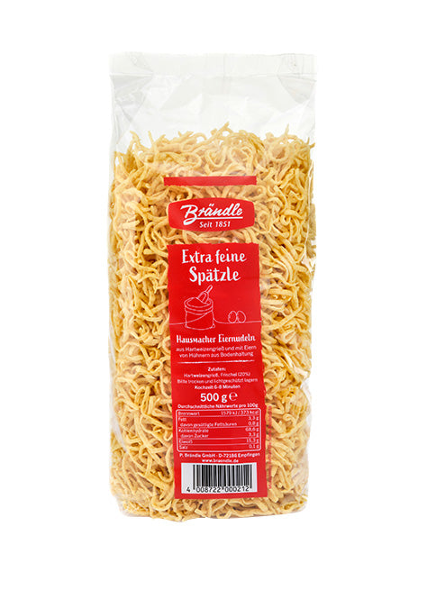 500 gram packet of Brändle Extra fine spaetzle