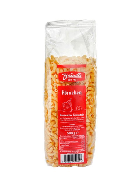 500 gram pack of Brändle Hörnchen noodles