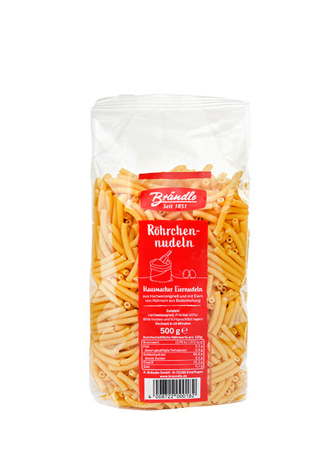 500 gram pack of Brändle tubular pasta