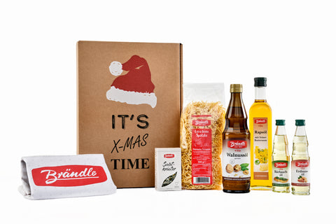 Weihnachtsbox Festtag mit verschiedenen Ölen, extra feinen Spätzle und Salatkräutern