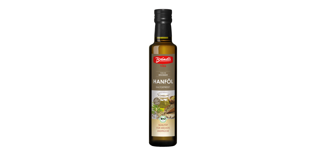 The 250ml hemp oil bottle from Brändle vita
