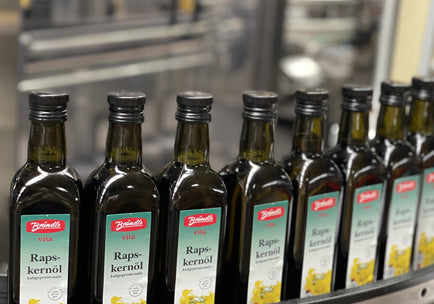 Rapeseed oil bottles from Brändle in production.