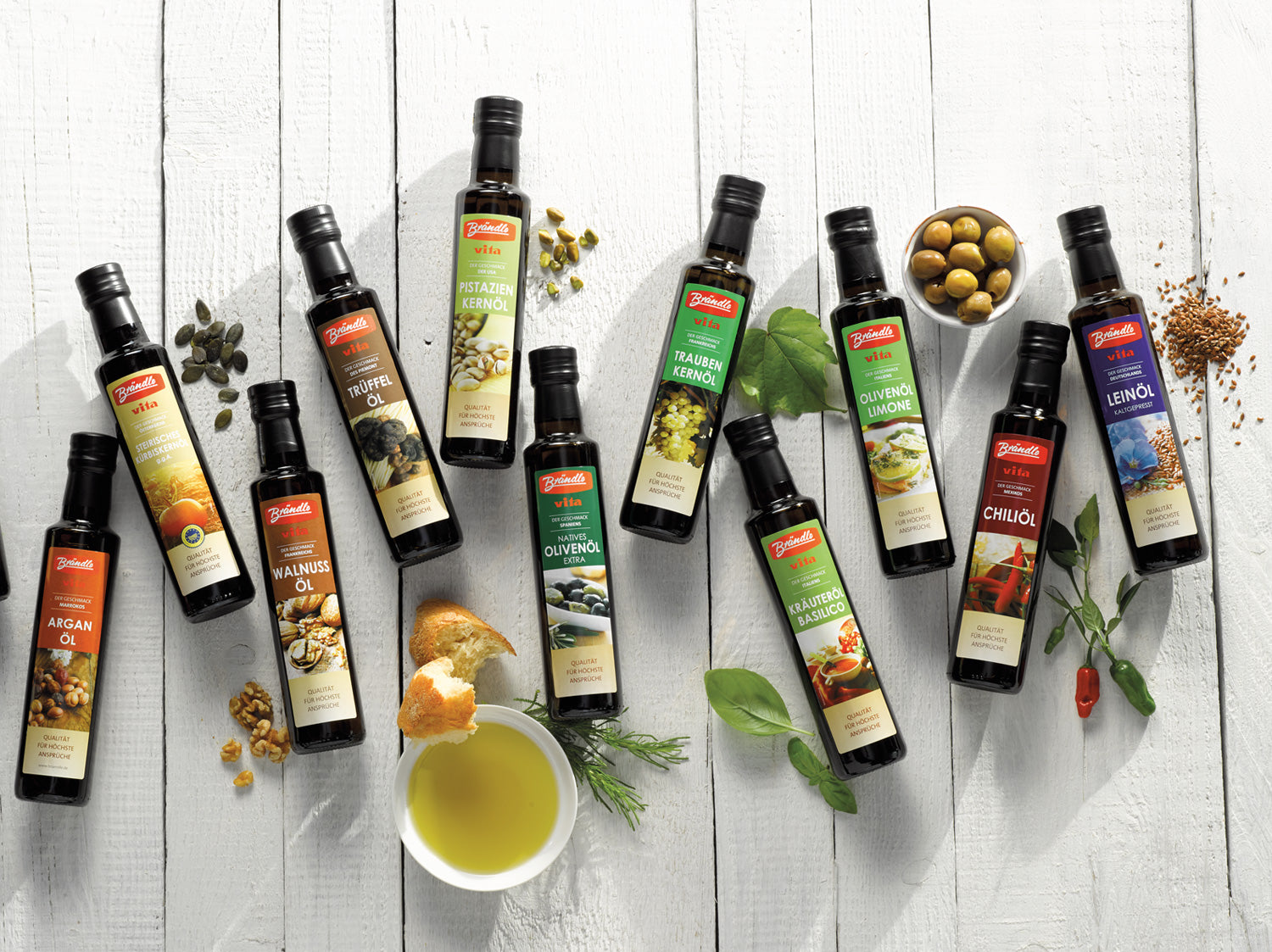 The Brändle range includes a wide selection of cooking oils, vinegars, soups and spices